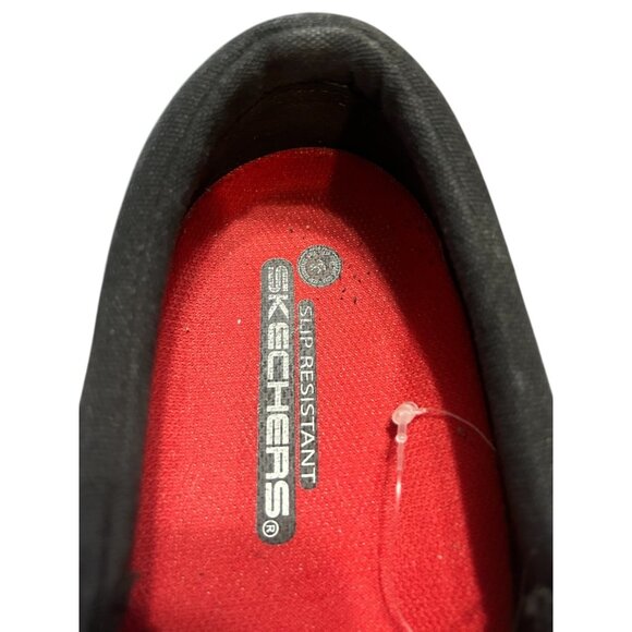 Skechers Slip Resistant Work Shoes Black Canvas Slip on - Picture 3 of 6